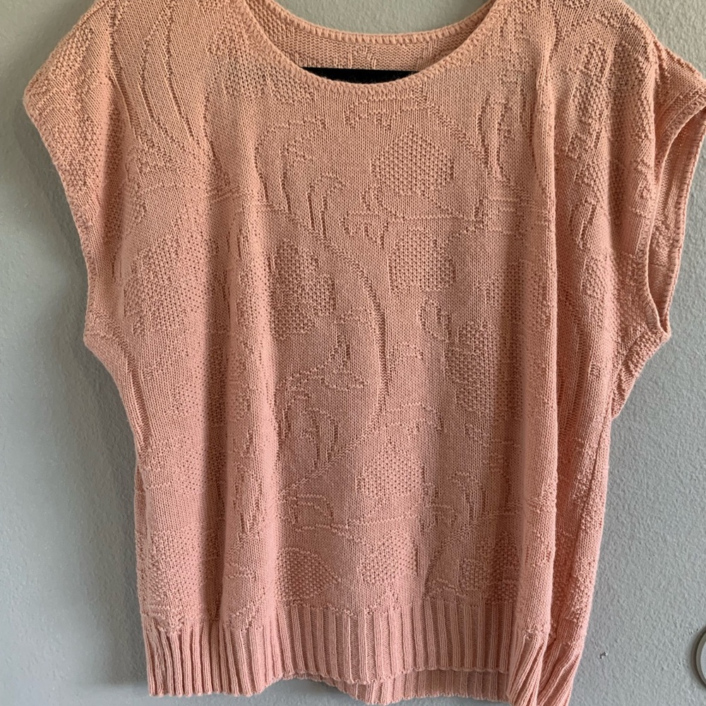 Pink Textured Knit Top vest size Large vintage